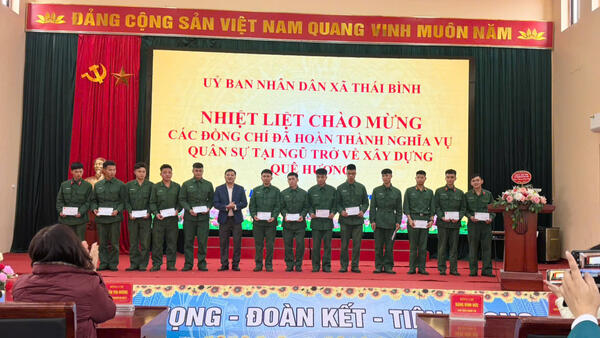 Xã Thái Bình đón nhận Quân nhân hoàn thành nghĩa vụ quân sự xuất ngũ trở về địa phương năm 2026