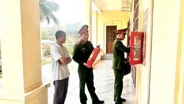 Công an xã Thái Bình kiểm tra công tác bảo đảm ANTT,  PCCC phục vụ bầu cử