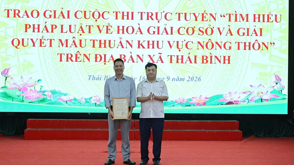 Tổng kết, trao giải Cuộc thi trực tuyến “Tìm hiểu pháp luật về Hòa giải ở cơ sở và Giải quyết mâu thuẫn khu vực nông thôn” năm 2026